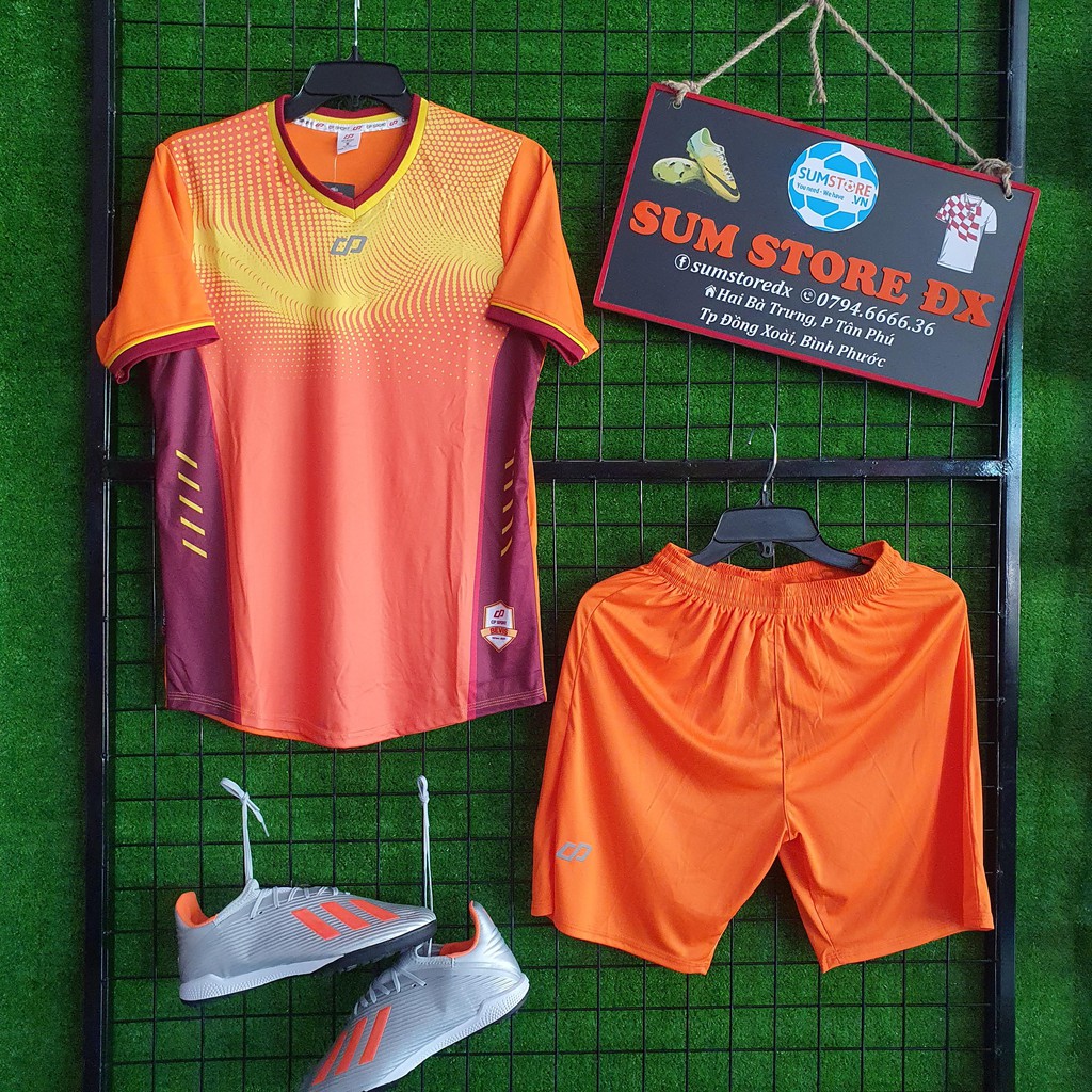 Bevis Cam - Áo Đá Banh Không Logo CP Sport Vải Thun Lạnh Cao Cấp