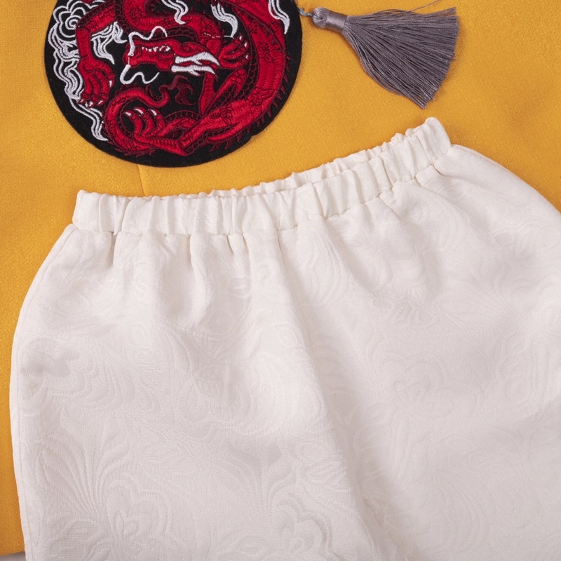 Quần áo Hanbok bé trai,Chất vải Gấm cao cấp giữ phom phẳng đẹp. Đáp rồng mạnh mẽ