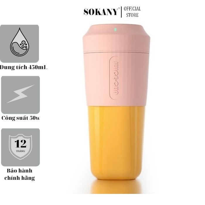 Cốc xay sinh tố, máy xay sinh tố đa năng mini JUICER 450ml pin 3000mAH chính hãng