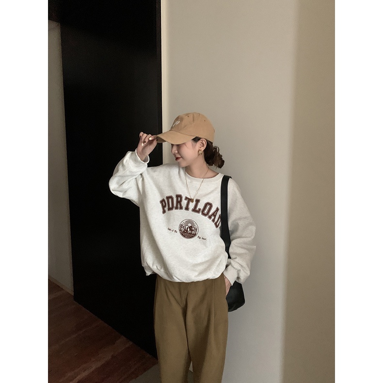 Áo Sweater Nỉ nữ Phối khăn Choàng Hàn Quốc Áo Sweater nữ In chữ Ulzzang Thời trang Cao cấp | BigBuy360 - bigbuy360.vn
