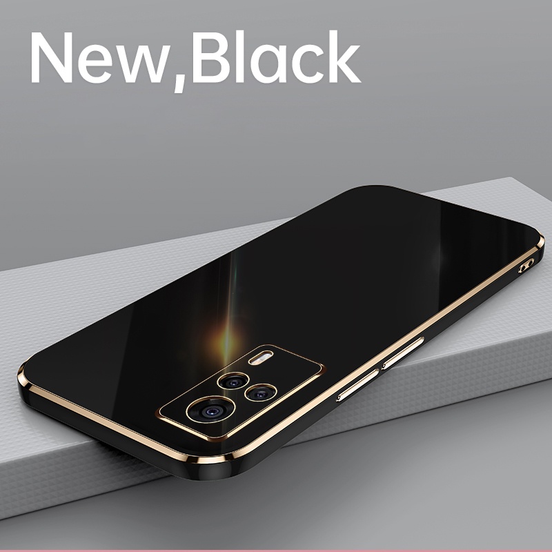 Ốp Điện Thoại TPU Silicon Mềm Chống Sốc Viền Vuông Mạ Vàng Sang Trọng Cho Vivo V21 V21E V20 SE V20 V23 V23E V23 Pro