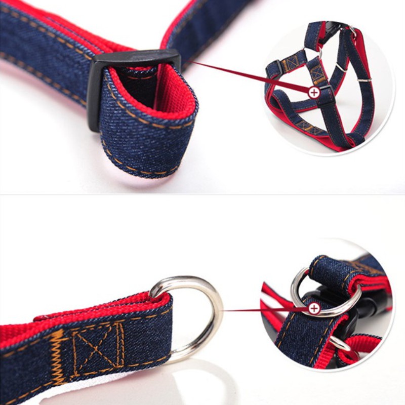Dây Dắt Thú Cưng Đi Dạo Bằng Vải Denim # A054