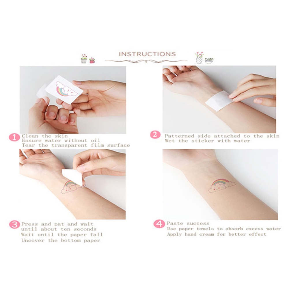 Hình xăm dán kiểu hoạt hình phong cách hàn quốc xinh xắn