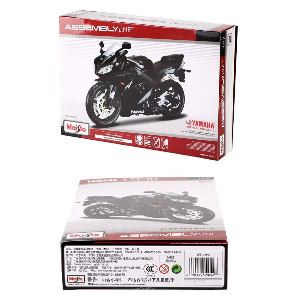 XE MÔ HÌNH LẮP RÁP Moto YAMAHA YZF-R1 Black - Maisto tỷ lệ 1:12