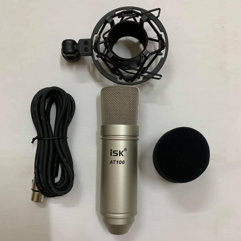 BỘ COMBO míc hát karaoke livestream online micro ISK AT100 CARD H9 BLUETOOTH THẾ HỆ MỚI 21 HIỆU ỨNG tặng tai nghe