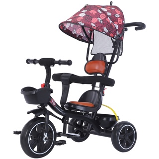 Xe 3 bánh cho bé có giỏ tay đẩy, tựa đầu