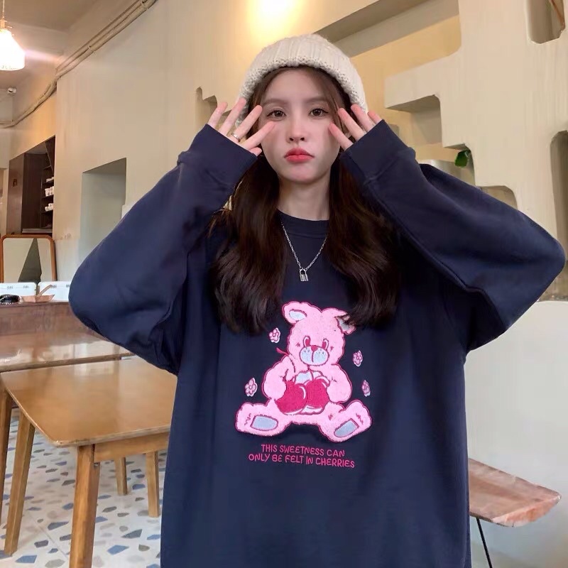 Áo sweater Nam Nữ form rộng, hình thêu, Chất Nỉ da cá dày dặn- Hàng QC