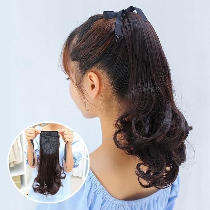 (Hàng Mới Về) Tóc Giả Đuôi Ngựa Uốn Xoăn Gợn Sóng