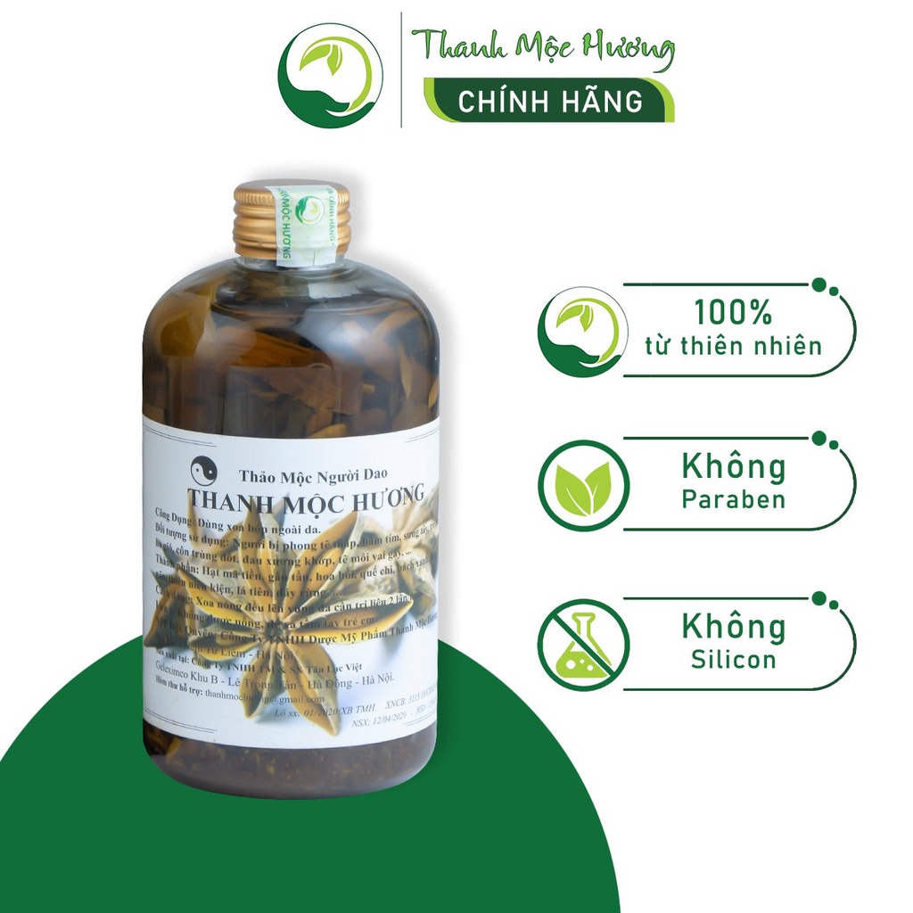 Nước xoa bóp xương khớp Thanh Mộc Hương hỗ trợ giảm đau nhức 500ml