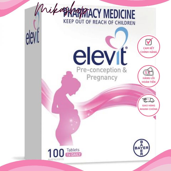 Vitamin Tổng Hợp Elevit cho bà bầu,(100v) bổ sung vitamin A, B, C, D, E, B9,canxi, kẽm cho mẹ bầu Elevit Pregnancy, Úc