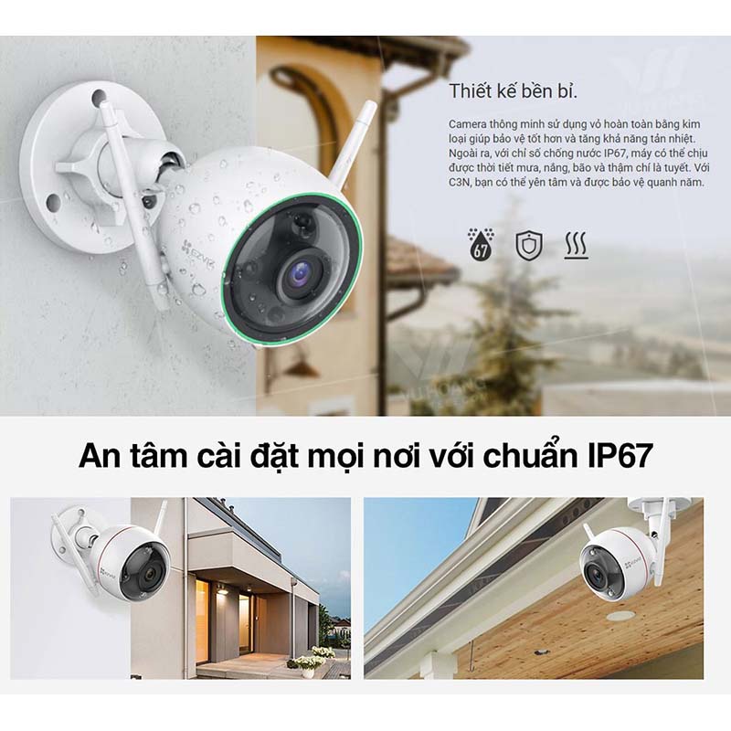 Camera Wifi EZVIZ C3N 2.0MP 1080P Ngoài trời có màu ban đêm, tích hợp tính năng AI,phát hiện chuyển động -Bảo hành 24TH