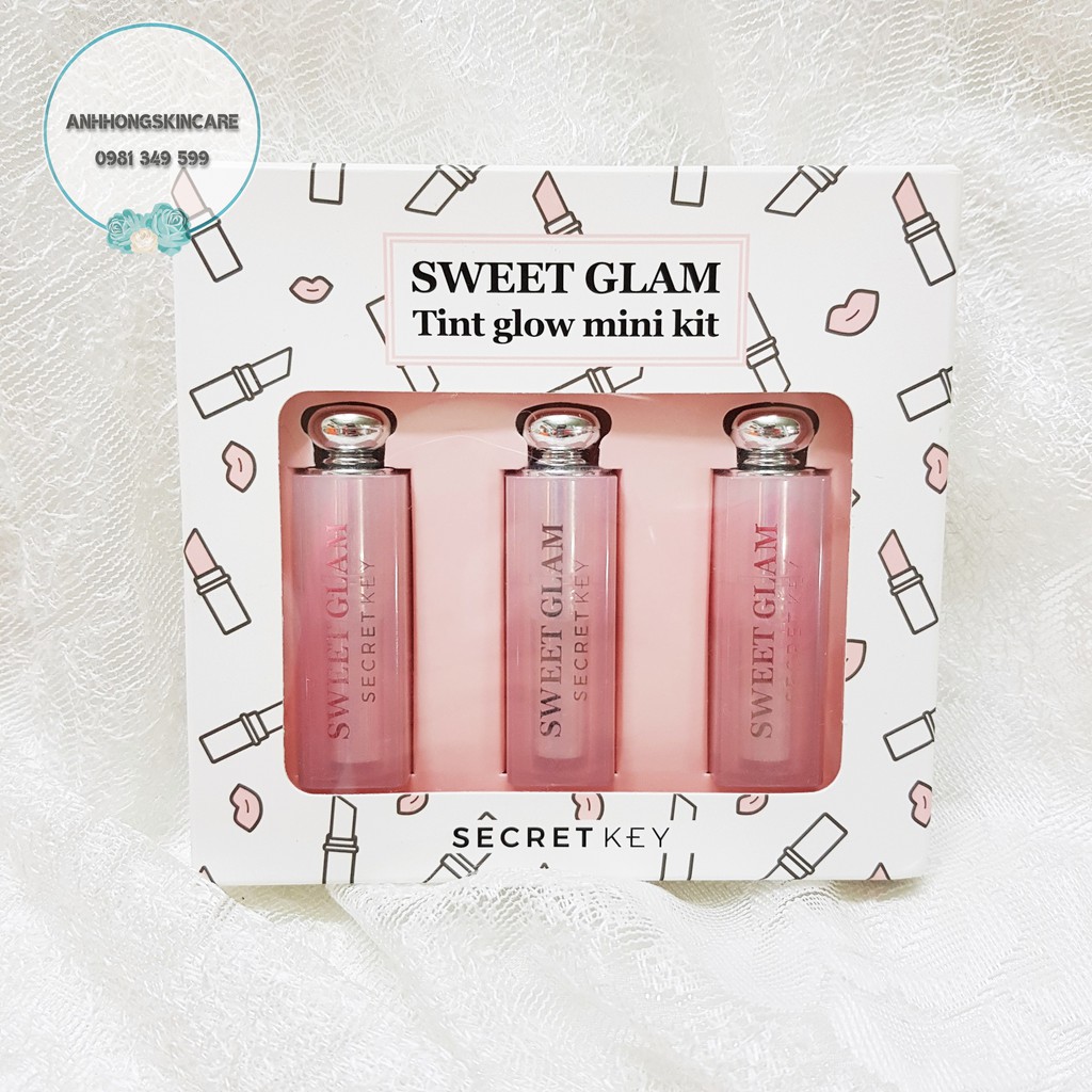 Set Son dưỡng 3 cây MINI Secret Key Sweet Glam Tint Glow 1.6g