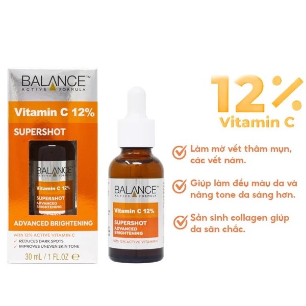Serum Sáng Da Mờ Thâm Balance Active Formula Vitamin C 12% Supershot Advanced Brightening Serum 30ml