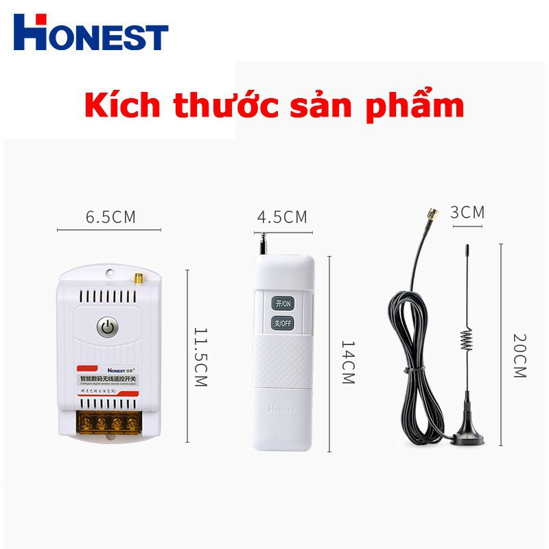 Công tắc điều khiển từ xa Honest 5000m 5km công suất lớn 40A/220V 9220KG-5- CHÍNH HÃNG HONEST có học lệnh