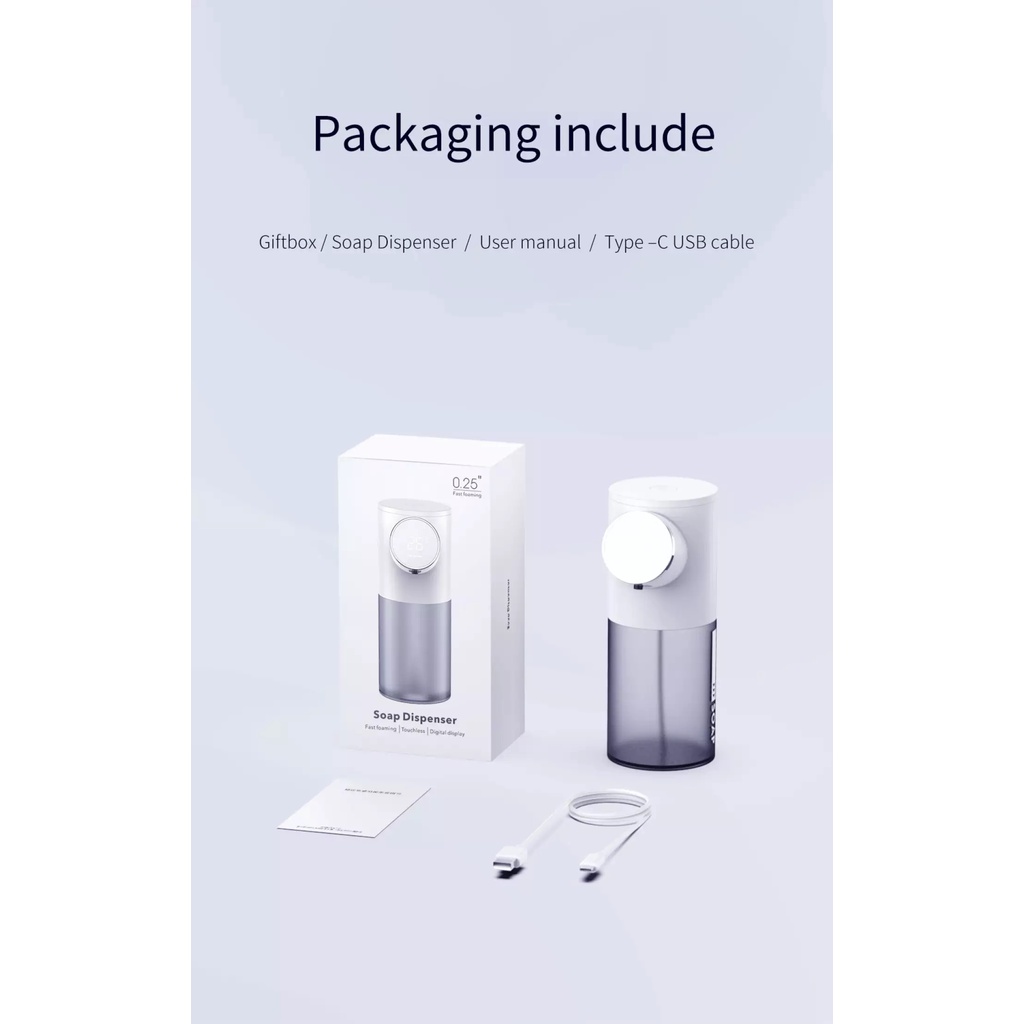 Bình đựng xà phòng UARELIFFE tạo bọt thông minh có thể sạc lại tiện dụng 320ml kèm dâ
