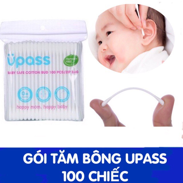 (Made in Thailand) Gói 100-168 cây tăm bông cho trẻ em Upass UP4101A / Lovely