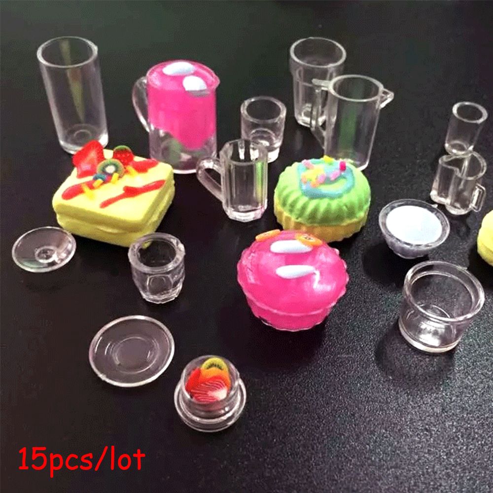 15 Phụ kiện đồ chơi cốc và ly mini tỷ lệ 1:12 bằng Acrylic sành điệu