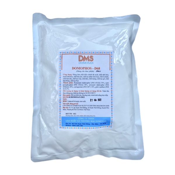 1kg D68- Phụ gia thực phẩm cho giò chả, giò lụa, xúc xích, chả cá, nem chua- Tạo giòn dai kết dính thay thế hàn the