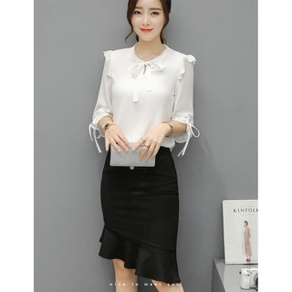 Áo kiểu nữ thắt nơ HK-SM0KW9 (Trắng)