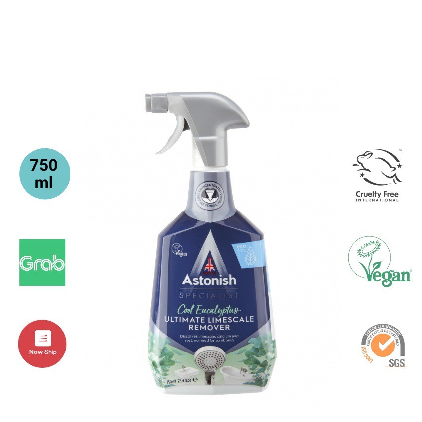 Tẩy đa năng Astonish Bình xịt vệ sinh, nhà tắm Astonish, xịt tẩy nấm mốc, nước lau kính Astonish 750ml, Hàng chính hãng