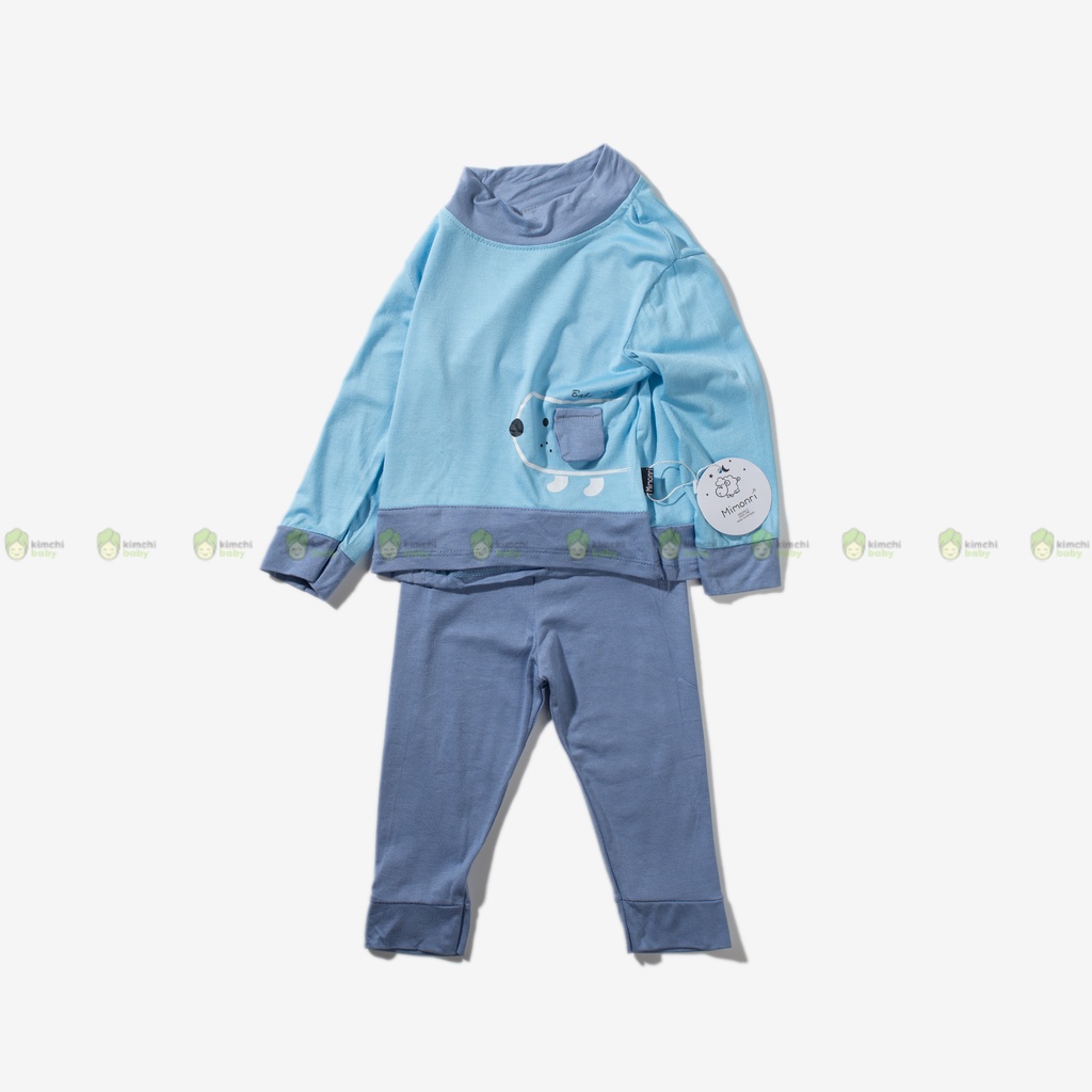 Bộ Dài Tay Thun Lạnh Cho Bé Trai, Bé Gái KIMCHIBABY Cổ 3P Vịt Vàng, Đồ Bộ Mặc Nhà Cho Bé Thu Đông KWTD2214