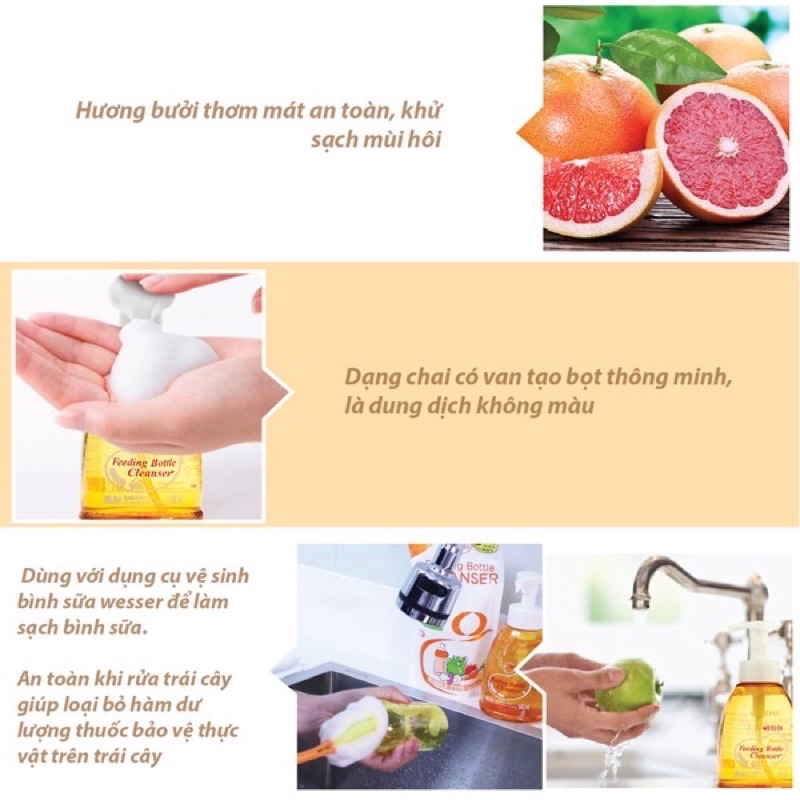 Nước rửa bình sữa wesser nhập khẩu Hàn Quốc