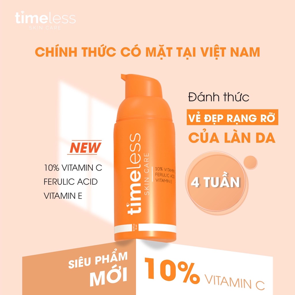 Tinh Chất Dưỡng Sáng Da Timeless 10% Vitamin C + Vitamin E + Ferulic Acid Serum (30ml)