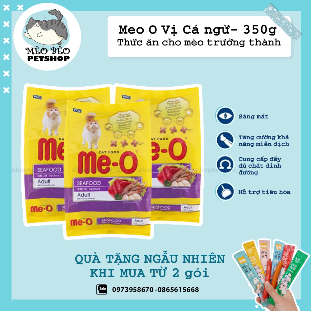 Thức Ăn cho mèo Me-O Adult 350g Vị Hải sản Cá Ngừ Cá thu Hạt cho mèo trưởng thành - Mèo Béo Petshop