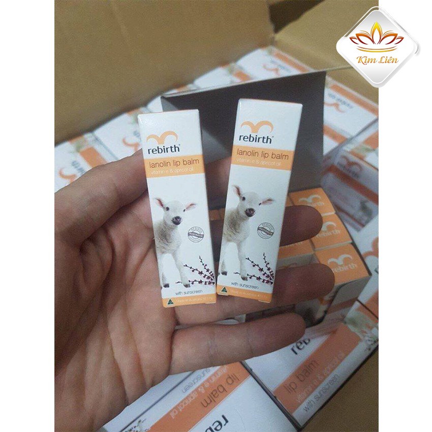 [Mã SKAMLTSM9 giảm 10% đơn 99K] SON DƯỠNG MÔI NHAU THAI CỪU CHỐNG KHÔ MÔI, NỨT NẺ REBIRTH LANOLIN LIP BALM