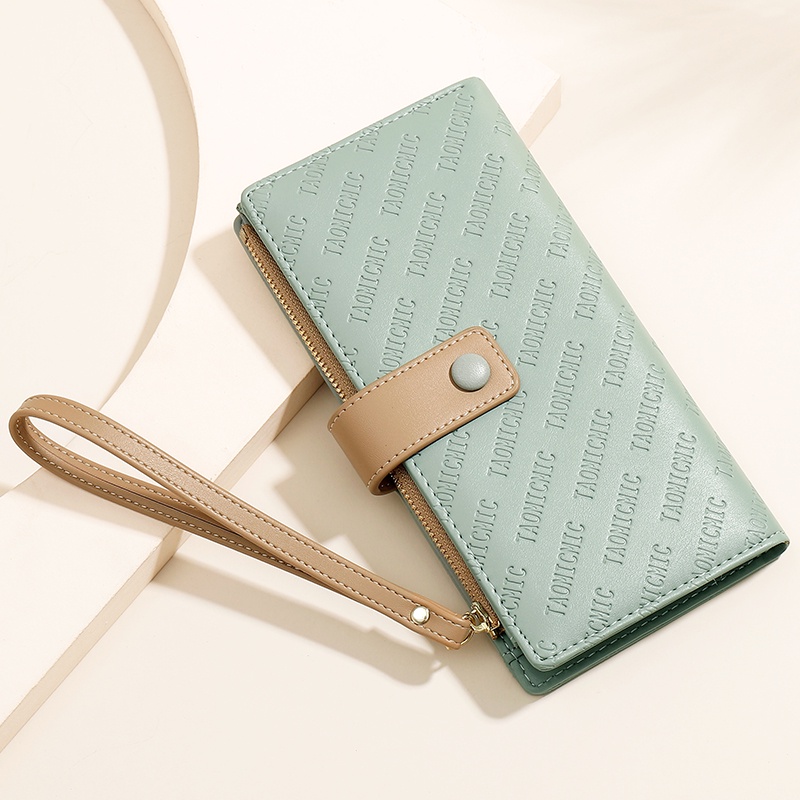 Ví dài cầm tay PIERRE LOUES có khóa kéo nhiều ngăn đựng thẻ tiện dụng thời trang cho nữ