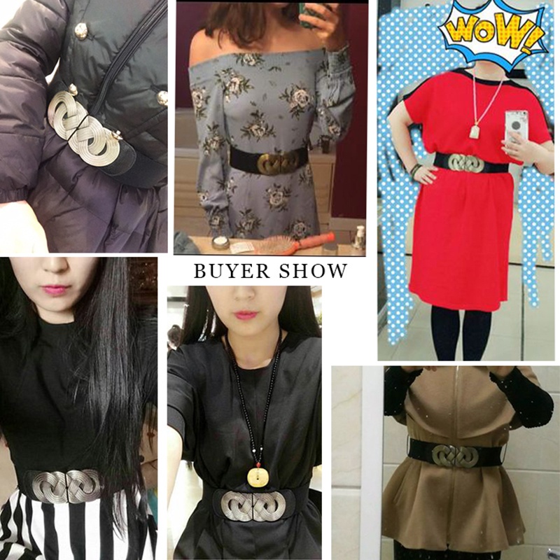 Thắt Lưng Da PU Bản To Co Giãn Phong Cách Vintage