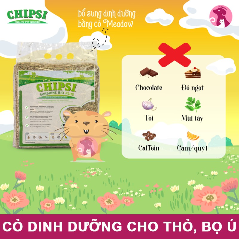 Cỏ Chipsi Sunshine Bio cho thỏ bọ ú (NK Đức) (Thức ăn dinh dưỡng)