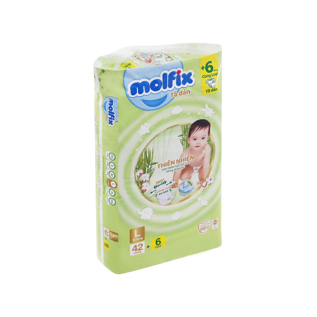 Tã quần Molfix thiên nhiên size XXXL 24/ XXL30/ XL34/L38/M42 miếng (cho bé 20 - 35kg)