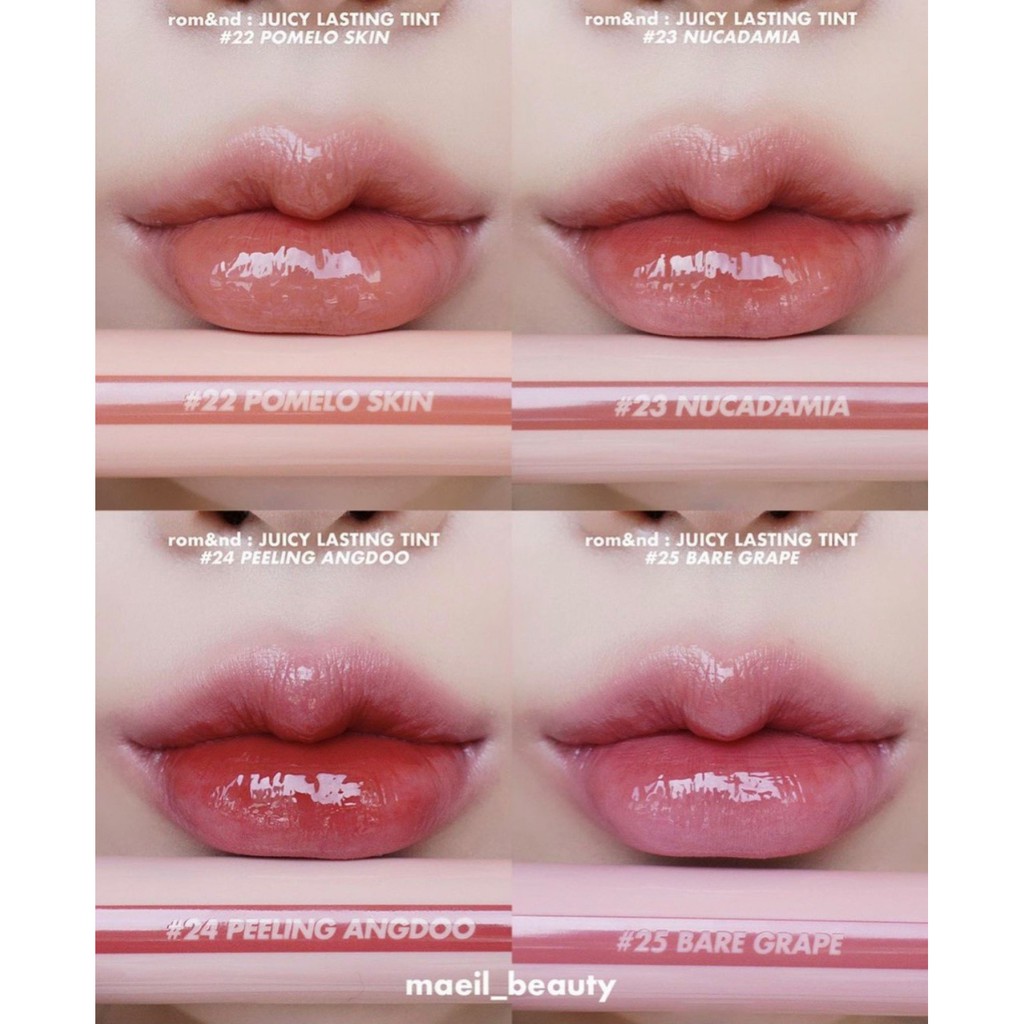 [Mẫu Mới] Son Kem Bóng Romand Màu Cam Đào Juicy Velvet Tint 23 Nucadamia