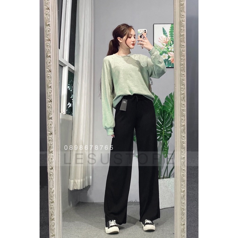 ẢNH TỰ CHỤP Quần culottes thun tăm lưng thun lai cắt dài 93cm