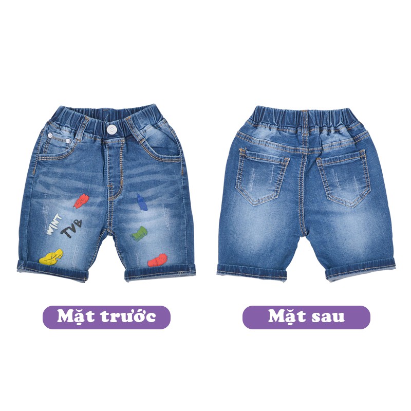 Quần short jean bé trai TrueKids Hàng xuất vải mềm, mịn in TVB