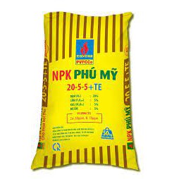 1 kg phân bón NpK 20 5 5 Phú Mỹ thích hợp cho giai đoạn phát triển thân lá mập cành khỏe cây, thúc đẩy thân, lá, quả