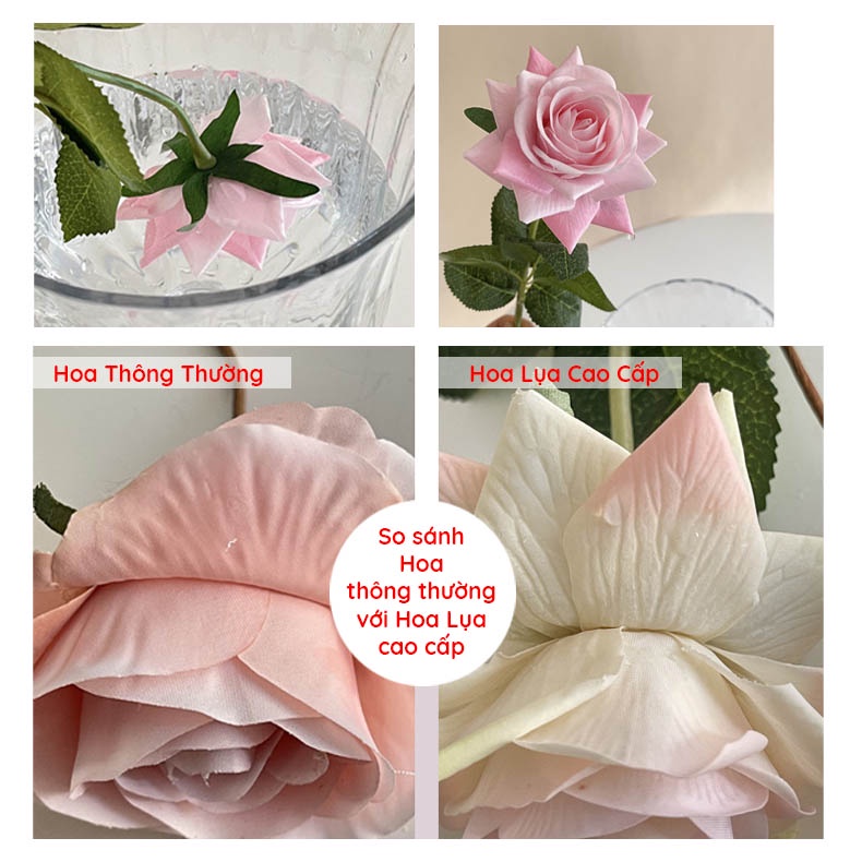 Cành Hoa Hồng Lụa Cao Cấp (Cánh Nhọn), Phụ kiện trang trí, chụp ảnh