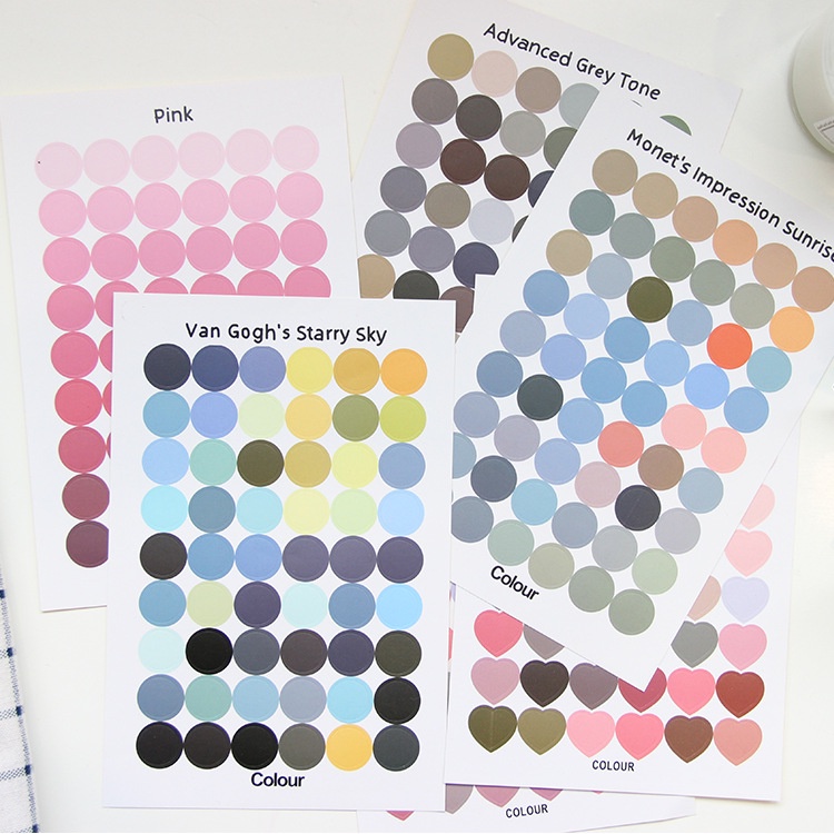 Set Set Sticker Tròn Cắt Sẵn Trang Trí Bullet Journal Xinh Xắn Dot Nhãn Dán Washi Decor Sổ Vở Văn Phòng Phẩm Peach Home