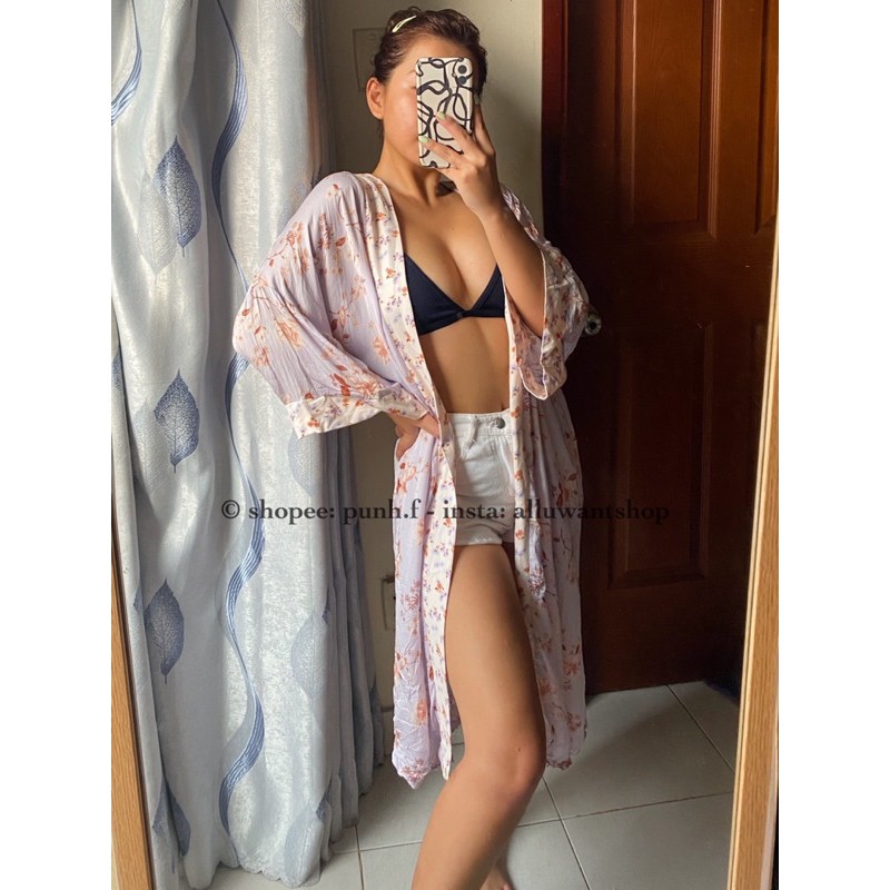 Áo khoác Lavender Floral Kimono F21 VNXK