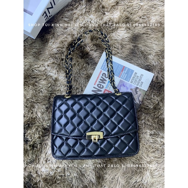 Túi Cnk đeo chéo trần trám khoá dập logo hãng hàng qc loại 1