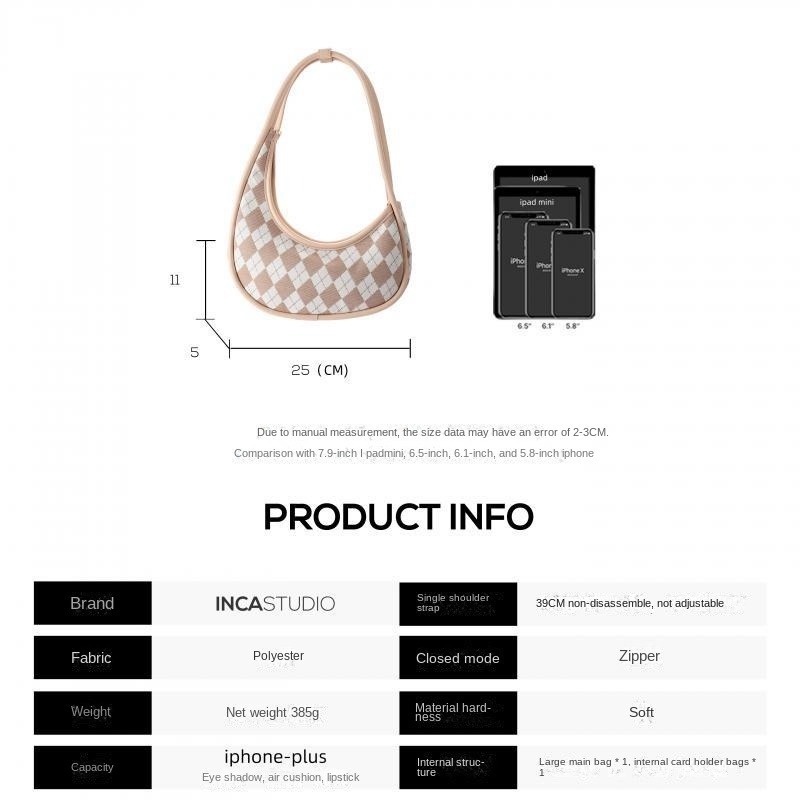 Túi Đeo Cánh Tay Họa Tiết Hình Thoi Phong Cách Hàn Quốc Thời Trang Mùa Hè Mới 2022 GYLXB1347