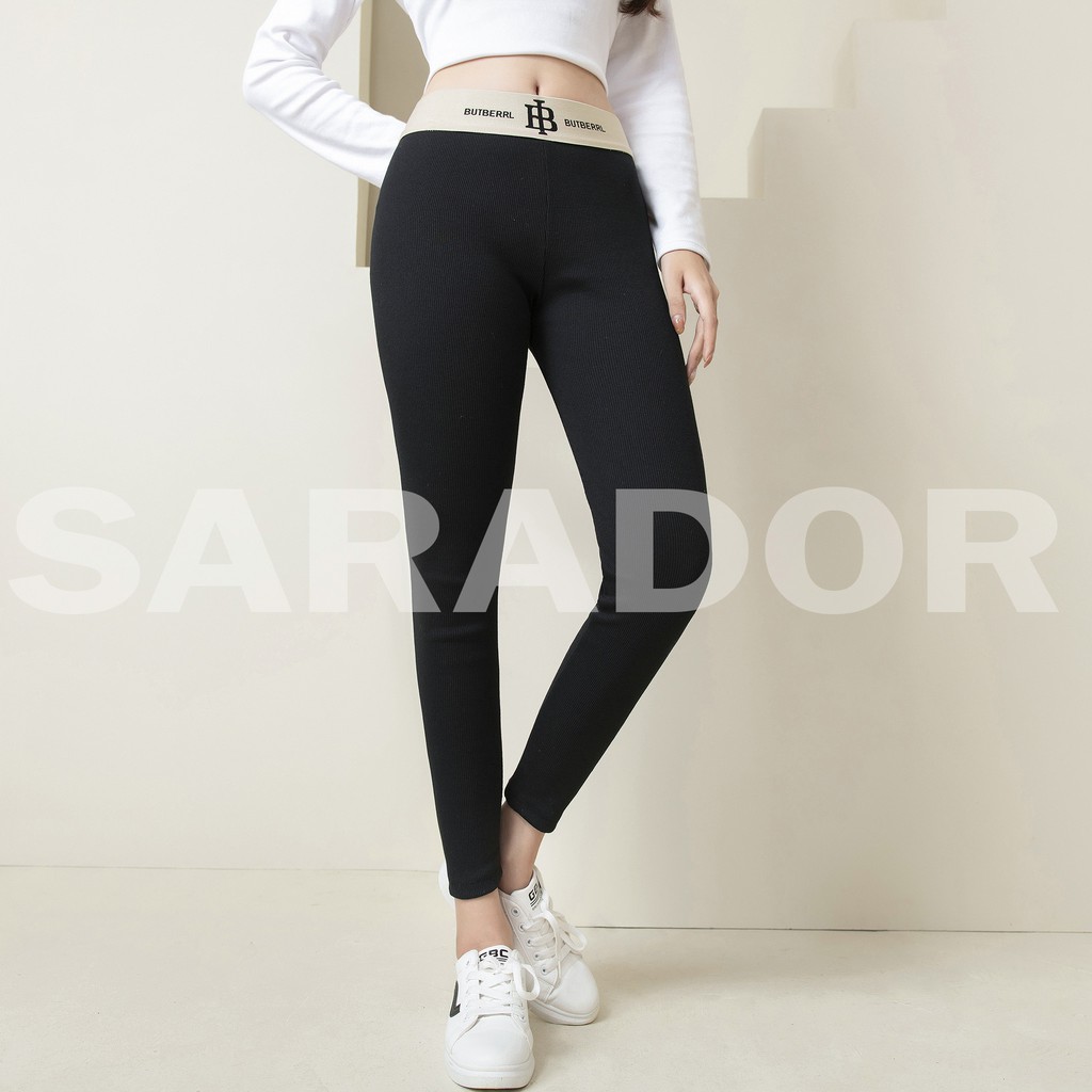 Quần Legging Nữ 💝 [ Hvhax12 Hoàn 10% Xu] 💝 Quần Legging Len Tăm Cạp Cao Burbrr Siêu Co Giãn