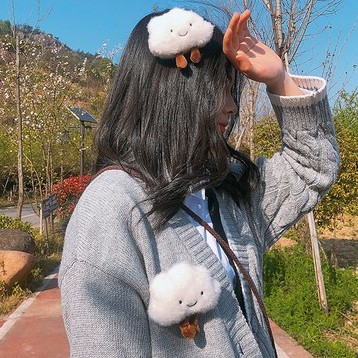 Móc Khóa Kèm Ghim 2 Trong 1 Gấu Nhồi Bông Đám Mây 11cm