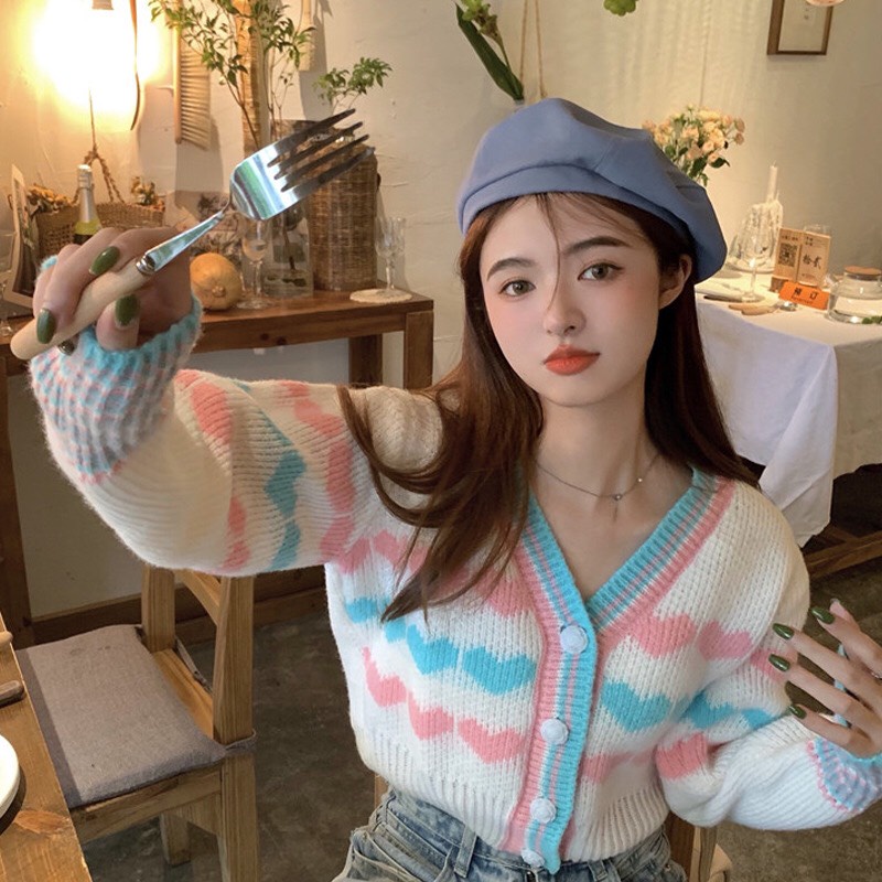 Áo len nữ, Áo len croptop kiểu dáng năng động trẻ trung hàng QC loại 1.