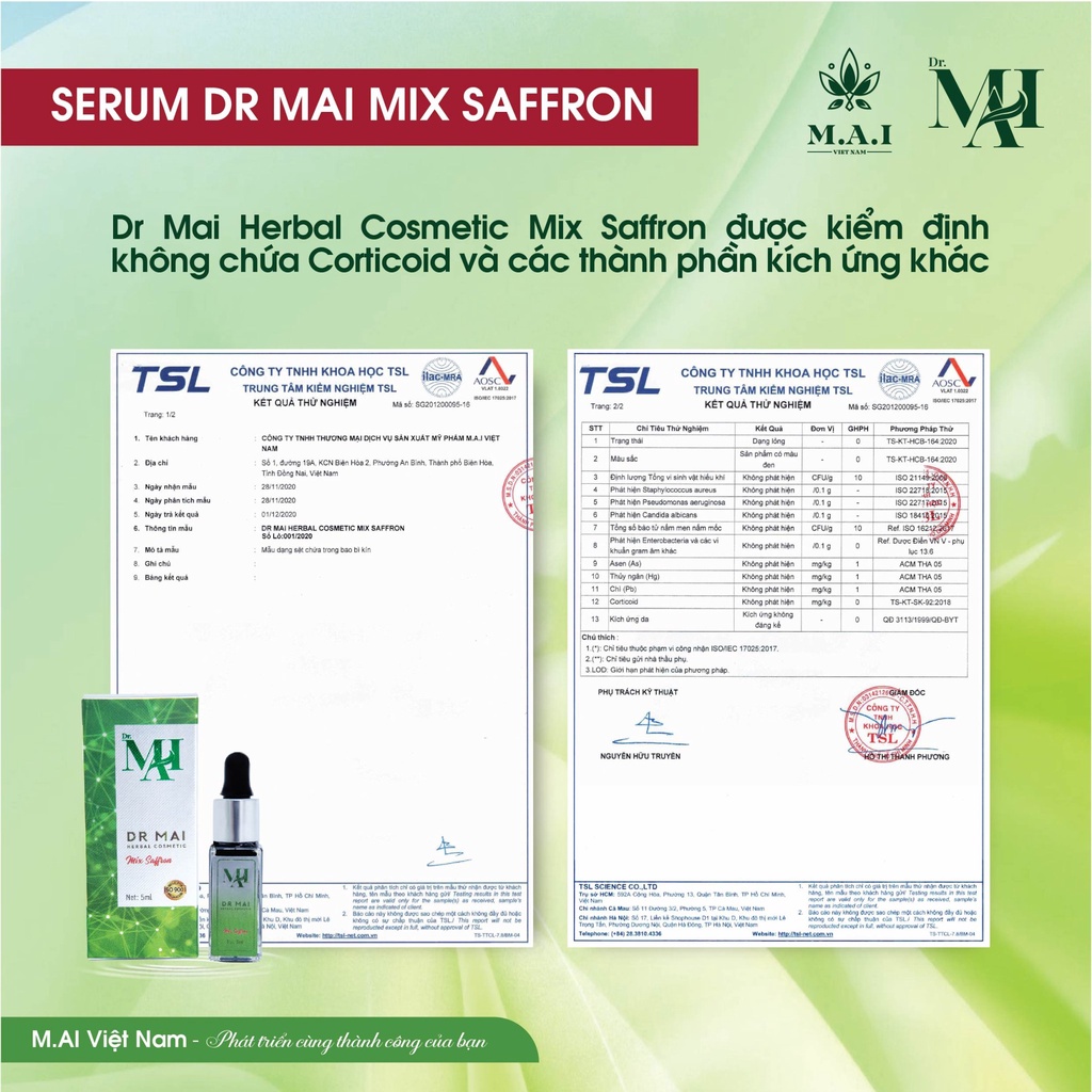 Dr Mai Mix saffron Serum sạch thâm mụn Dr Mai 5ml, sạch thâm dưỡng da trắng sáng mịn màng