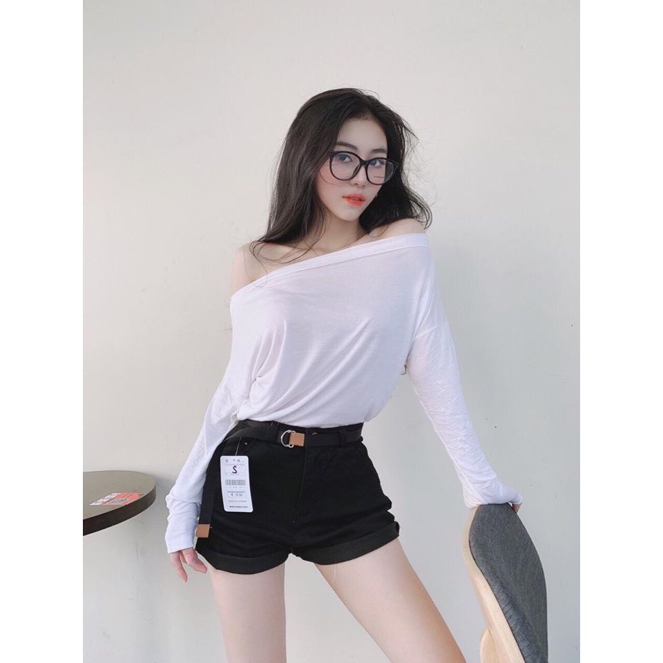 Áo THUN NỮ TAY DÀI TRỄ VAI CÁ TÍNH TRẺ TRUNG