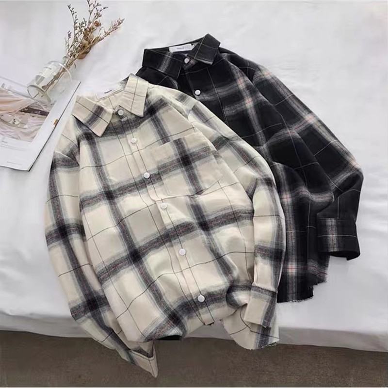 Áo sơ mi flannel kẻ sọc caro phong cách đường phố cho nam và nữ | BigBuy360 - bigbuy360.vn