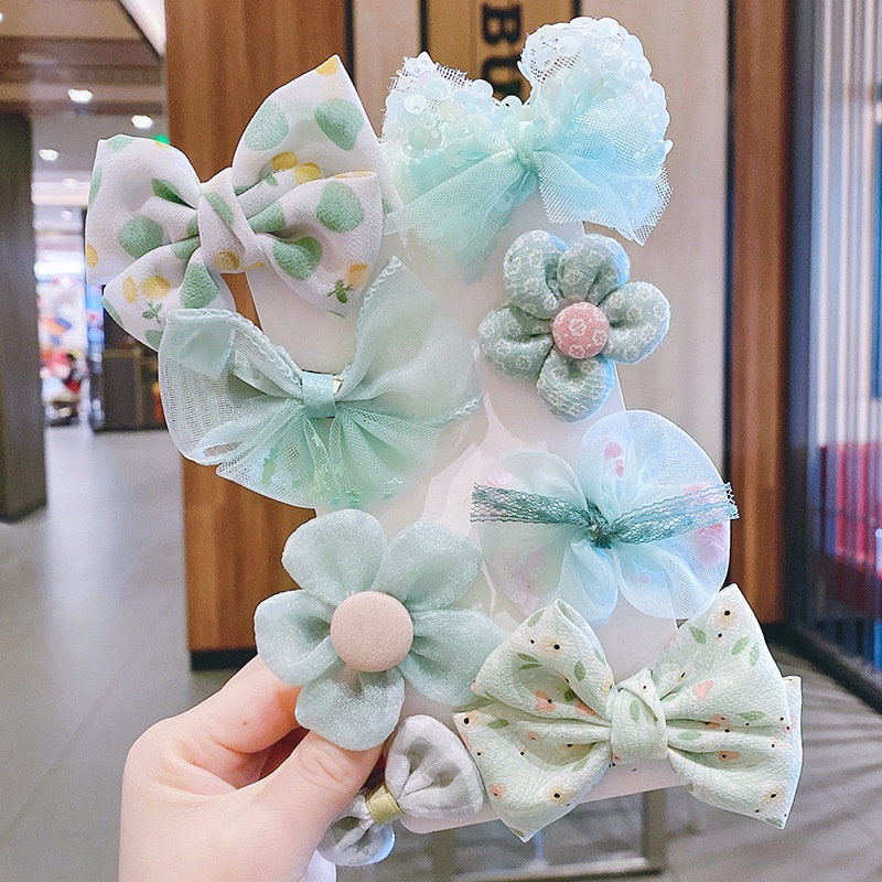 Bộ 8 Kẹp Tóc Ruy Băng Nhiều Màu Sắc Phong Cách Hàn Quốc Dễ Thương Dành Cho Bé Gái