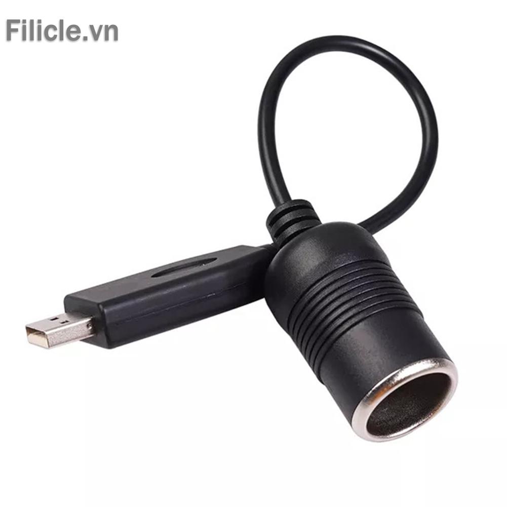 Ổ cắm tẩu thuốc lá 30cm 5V USB A Male sang 12V cho xe hơi